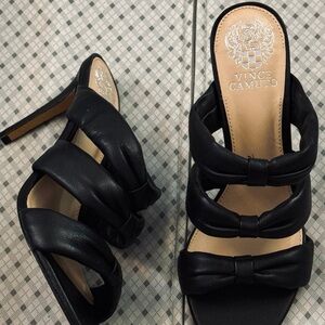 Vince Camuto Black Bow Strap Heels